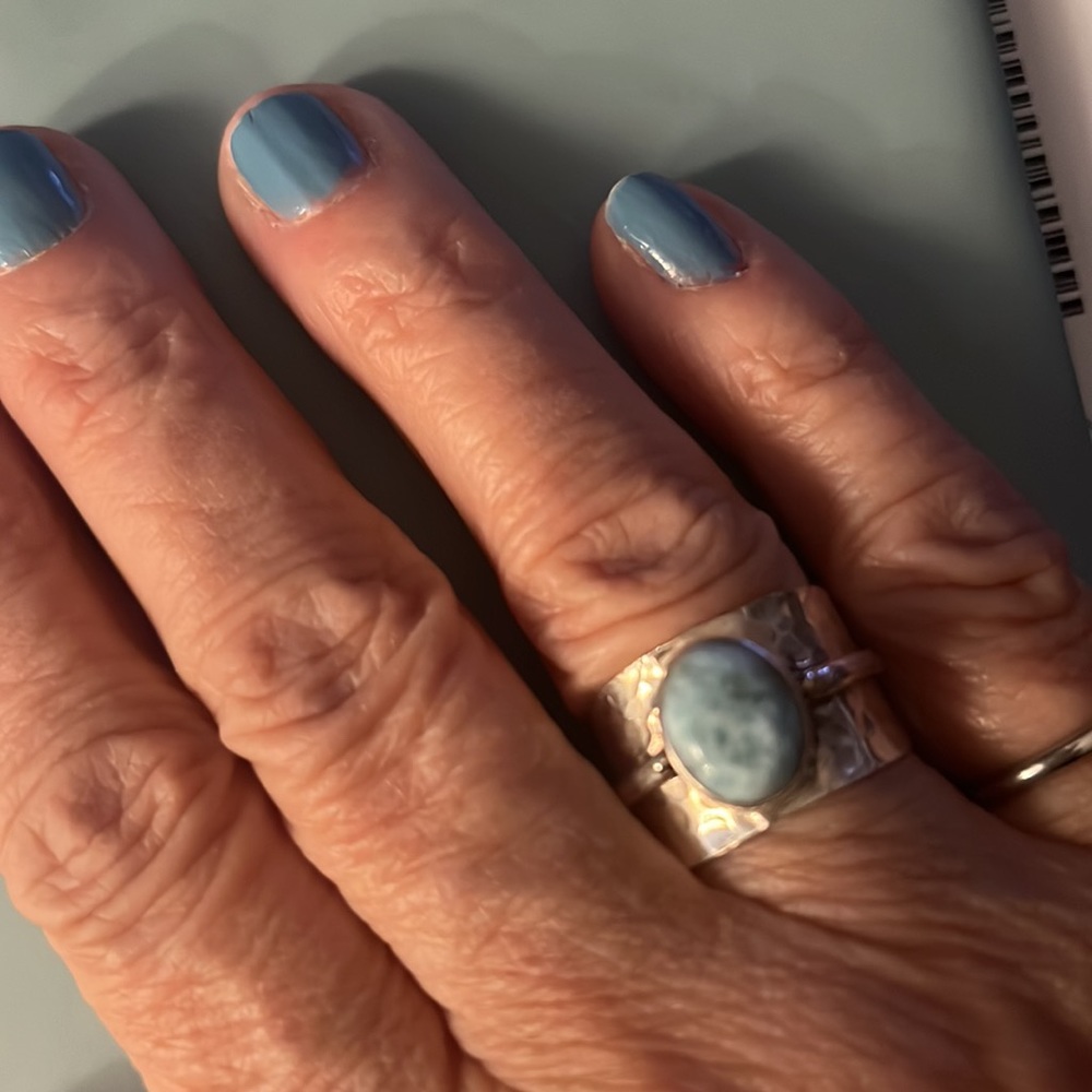Larimar Hammered Ring - image 4